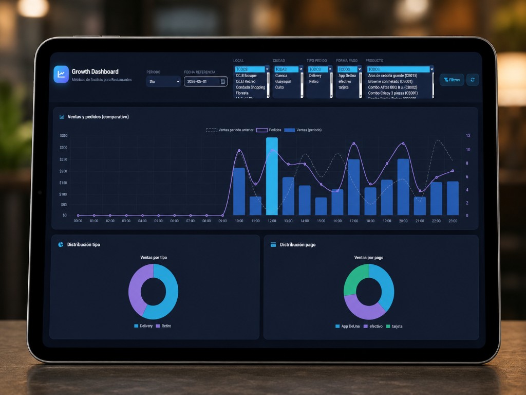 Dashboard de analitica y metricas de crecimiento